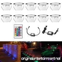 Color Changing Led Deck Lights Outdoor IP67 Waterproof Low Voltage Stainless Steel Recessed in-Ground Patio Deck Step Lighting Kits for Landscape Garden Driveway with Remote Control Pack of 10 (RGB) - B076H8BYY2