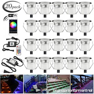 LED Deck Lights Kit 20pcs Φ1.18 WiFi Wireless Smart Phone Control Low Voltage Recessed RGB Deck Lamp in-Ground Lighting Waterproof Outdoor Yard Path Stair Landscape Decor Fit for Alexa Google Home - B07BM1DCSH