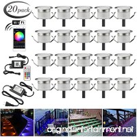 LED Deck Lights Kit 20pcs Φ1.22 WiFi Wireless Smart Phone Control Low Voltage Recessed RGB Deck Lamp in-Ground Lighting Waterproof Outdoor Yard Path Stair Landscape Decor Fit for Alexa Google Home - B07BQ164SL