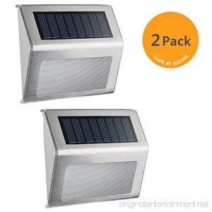 Outdoor Solar Step Stair Lights Elelink Stainless Steel Solar Patio Deck Lights for Lighting Stairs Deck Patio Outside Wall Walkways Stairways (White 2-Pack) - B07CM2HYCR