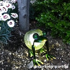 ReLIVE 6 Inch Bronze Green Metal Frog Cracked Glass Ball Outdoor Solar Powered LED Garden Light - B072DVXRRZ