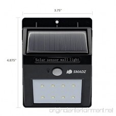 SMADZ SL12 Security Solar Motion Lights 8 LEDs Auto On/Off Wireless Weatherproof for Outdoor Garden Fence Wall Step (White Light Pack of 2) - B01EYCXA2Y