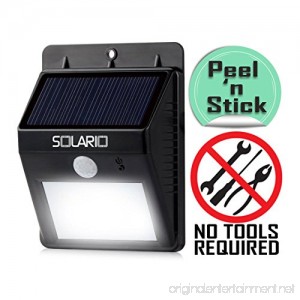 Solario Bright Solar Powered Wireless Outdoor LED Security Floodlights- 80 Lumen- No Tools Required Peel and Stick- Motion Activated- Black - B01HSHS23E