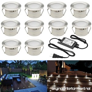 Sumaote Low Voltage LED Deck Light Kit Φ1.85 Waterproof Recessed Deck Lamp LED In-ground Lights for Step Stairs Outdoor Garden Yard Patio Landscape Decor Cool White Pack of 10 - B0772LWWZK