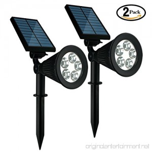 Achivy 5-LED Solar Lights Upgraded 2-in-1 Outdoor Solar Spotlights IP65 Waterproof Adjustable Landscape Night Lights Auto on/off for Garden Yard Lawn Pathway Driveway Tree (2 Pack) - B071XVSCFQ