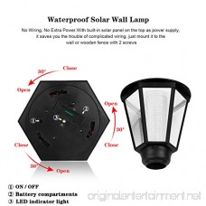 ALLOMN Outdoor Solar LED Lamp Wall Sconce Waterproof Vintage Hexagonal Light Wall Mounted Security Garden Fence Yard Lamps Plastic Material (Warm White) (2 Pack) - 2W - B078SLNY59