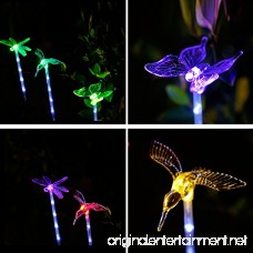 Garden Lights 3 pack Garden Solar Lights Outdoor Multi-color Changing LED Hummingbird Dragonfly Butterfly Lights with a White LED Light Stake for Garden Decoration - B075XGTWV2
