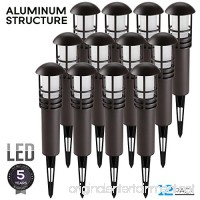 LEONLITE 12 Pack 3W LED Landscape Light  Waterproof  Aluminum Housing with Ground Stake  UL-listed 4.9ft Power Cord  Outdoor Pathway Garden Yard Patio Lamp  3000K Warm White - B07DGHL7PX