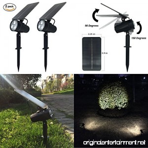 Mii-PWR Solar Spotlight Mii 2-in-1 Waterproof Solar Outdoor Landscape Light 2 Power Modes Auto ON/OFF Night Lights for Patio Yard Garden Decoration Driveway Pathway Pool (Pack of 2) - B078ZPT7FT