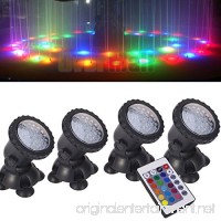 Remote Control Submersible Lamp Pond Lights [Set of 4] IP68 Underwater Aquarium Spotlight 36LED Color Changing Landscape Decorative Light For Fountain Fish Tank Swimming Pool Garden Grass Path Land - B074Z6CLB9