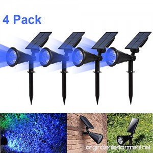 T-SUN Solar LED Outdoor Spotlight Wall Light IP65 Waterproof Auto-on At Night/Auto-off By Day 180°angle Adjustable for Tree Patio Yard Garden Driveway Stairs Pool Area (4pack) (Blue-4) - B01LALK8OA