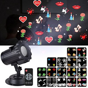 Christmas Projector Lights Mtlee 16 Pieces Switchable Patterns and Remote Control Waterproof Moving Rotating Projector Led Spotlight for Wall Decoration Birthday Party Wedding Xmas Decor - B07543KMW5