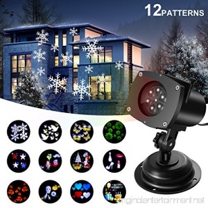 Christmas Projector Lights Outdoor Switchable Pattern Displays Projector Show Waterproof Rotating Projection Light for Decoration Lighting on Christmas Holiday Party Home - B07718T671