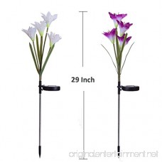 Solar Garden Decorations Outdoor - 2 Pack Erhard Solar Powered Garden Stake Lights with 8 Lily Flower Multi-Color Changing LED Solar Stake Lights for Garden Patio Backyard(Purple and White) - B07DHMYTBT