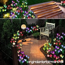 Solar Garden Lights Elfeland Outdoor Solar Powered Decorative Light 4 Lily Flowers Adjustable Leaves LED Multicolored Solar Stake Lights for Garden Patio Backyard Lawn(2 Pack Purple & White) - B07DCSJT3D
