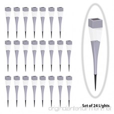 Solar Powered Lights (Set of 24)- LED Outdoor Stake Spotlight Fixture for Gardens Pathways and Patios by Pure Garden-Silver - B01NBMMEDI