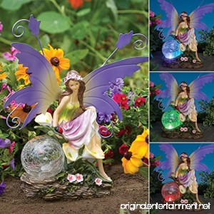 Bits And Pieces Outdoor Fairy Sculpture-Color Changing Solar Garden Fairy - Multicolored Changing Bulb - Solar Powered - B01DSKK1WK