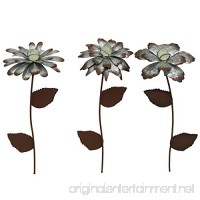 Cedar Home Galvanized Floral Garden Stake Outdoor Glow in Dark Plant Pick Water Proof Metal Stick Art Ornament Decor for Lawn Yard Patio  4" W x 1.5" D x 14" H  3 Set - B075SVSZYS