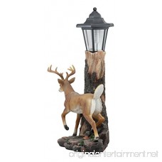 Ebros Rustic Forest Light Outpost Emperor 12 Point Buck Deer Statue 17.5Tall With Solar Powered Lantern LED Light Patio Home Decor - B01AVIRBXO