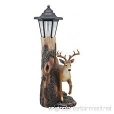 Ebros Rustic Forest Light Outpost Emperor 12 Point Buck Deer Statue 17.5Tall With Solar Powered Lantern LED Light Patio Home Decor - B01AVIRBXO