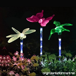 Garden Lights Solarmks Garden Solar Lights Outdoor Multi-color Changing LED Hummingbird Dragonfly Butterfly Lights with a White LED Light Stake for Garden Decorations - B01MT3S7WK