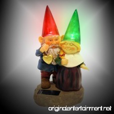 Gnomes holding hearts and flower with Solar Powered Light Garden Statue Yard Art Outdoor Patio - B003O9IG4G