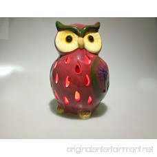 Lightahead Solar Owl Light Ceramic Owl Powered by Solar LED Light for Park Patio Deck Yard Garden Home Pathway Outside Landscape for decoration and celebration - Red - B01H7MYQY4