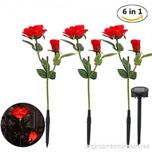 Outdoor Solar Garden Stake Lights - 1 Pack Solar Powered Lights with 6 Rose Flower and 6 LED Regulation of LED Solar Stake Lights for Garden Patio Backyard(Red) - B07F434BXG