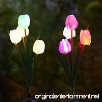Outdoor Solar Garden Stake Lights  SOUBUN 2 Pack Waterproof Multi-color Changing LED Solar Powered Decorative Lights with 8 Tulip Flower for Garden  Patio  Backyard (Pink and White) - B07D5PV6L6
