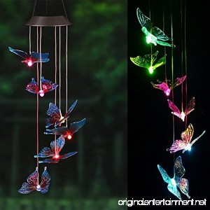 Ragdoll50 Solar Wind Chimes Light Colour Changing Butterfly Shape Hummingbird LED Lamp Solar Mobile Wind Chimes Hanging Lamp for Outdoor Garden Home Party Decoration(Black) - B07F6HF1K2