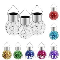 Set of 3 Solar Crystal Hanging Mosaic Lights Color Changing Led Lantern Weatherproof Solar Powered Rechargeable Crackle Glass Ball Lamp for Garden Patio Outdoor Yard Window Party Tree Decorations - B07DGRFPXQ