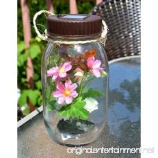 Solar Glass Hanging Jar with flowers and butterfly Outdoor LED Garden Decor Light - B01GIJ0DT4