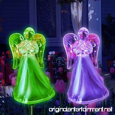 Solar Powered Frosty Fairy Angel Lights Color Changing Stakes For Christmas Thanksgiving Garden Decoration Outdoor Lawn Yard Figurine Cemetery (2 Pack) - B01FGZD6BI