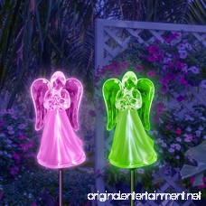 Solar Powered Frosty Fairy Angel Lights Color Changing Stakes For Christmas Thanksgiving Garden Decoration Outdoor Lawn Yard Figurine Cemetery (2 Pack) - B01FGZD6BI