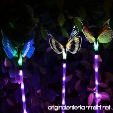 Solarmart Outdoor Garden Solar Lights - 3 Pack Fiber Optic Butterfly Solar Powered Lights Color Changing LED Solar Stake Lights with a Purple LED Light Stake for Garden Patio Backyard - B0749GZNKN