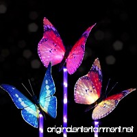 Solarmart Outdoor Garden Solar Lights - 3 Pack Fiber Optic Butterfly Solar Powered Lights  Color Changing LED Solar Stake Lights  with a Purple LED Light Stake for Garden  Patio  Backyard - B0749GZNKN