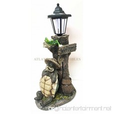 Summer Holidays Under Shady Tree Sleeping Hiker Turtle Tortoise With Best Friend Frog Statue With Solar Powered Lantern LED Light Patio Decor Indoor Outdoor Figurine - B01GPGREY2