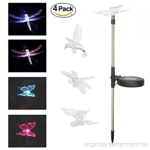 YOUDirect Solar Garden Lights - 4pcs Pack Decorative LED Stake Pathway Lights for Outdoor Garden Lawn Patio Yard Festival with Hummingbird Butterfly Dragonfly 7 color-changing (Birds) - B07F6B3D7M