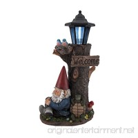 Zeckos Resin Outdoor Figurine Lights Gnome Nap Station And Welcome Sign Solar Led Lantern 9 X 18 X 7 Inches Multicolored - B012Y97CZ0