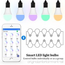 iLintek Smart LED Light Bulb Multicolored Dimmable Bluetooth App Group Controlled Party Disco Color Changing 9W-Equivalent 60w 2700K-6500K Color No Hub required Sunrise Wake Up Night Light(A19) - B078BPCFSY