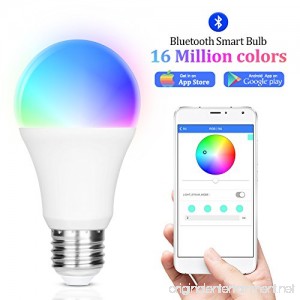 iLintek Smart LED Light Bulb Multicolored Dimmable Bluetooth App Group Controlled Party Disco Color Changing 9W-Equivalent 60w 2700K-6500K Color No Hub required Sunrise Wake Up Night Light(A19) - B078BPCFSY