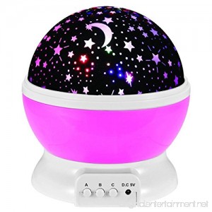Star Projector Night Light Star Lighting Rotating Projector Sky Moon Star Bedroom Lamp 4 LED Bulbs 9 Light Color Changing with 3.2FT USB Cable Unique Gifts for Men Women Kids Best Baby Gifts (Pink) - B075DKSQD4