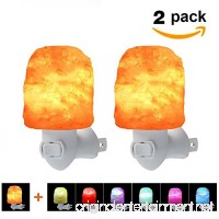 2-Pack Mini Plug in Salt Lamp Natural Himalayan Pink Crystal Salt Rock Night Wall Light with Incandescent Bulb and Multi LED Color Changing Bulb - B06XHH9FGN