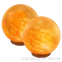 Crystal Allies Gallery: CA SLS-GLOBE-12cm-2pc Set of 2 Natural Himalayan Globe Sphere Salt Lamps on Wood Base with Cord Light Bulb & Authentic Crystal Allies Info Card - B01AMFES32