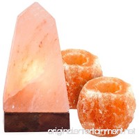 Crystal Allies Gallery: CA SLS-OBEL-14cm-COMBO Natural Pyramid Obelisk Himalayan Salt Lamp on Wood Base with Cord  Light Bulb & Authentic Crystal Allies Info Card - B01AMK0Q4W