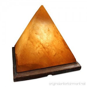 Crystal Allies Gallery: CA SLS-PYR-L Natural Himalayan Pyramid Salt Lamp on Wood Base with Cord Light Bulb & Authentic Crystal Allies Info Card - B00V8YJWVA