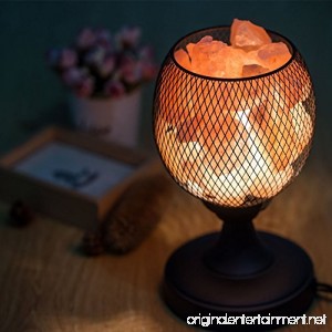 Himalayan Glow Salt Lamp Night Light with Wire Mesh Basket Vase Lamp Pure Rock Salt Lamp with Dimmer Switch UL-Listed Cord and Salt Chunks (Black) - B075RS767J