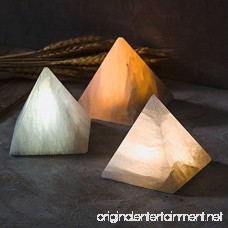 KUNGKEN Natural Selenite Crystal LED Night Light Wireless Pyramid Shaped Hand Carved Mineral Lamp Battery-Operated Creative Table Lamp Romantic Bedside Light Pure White - B079VJ8CX9