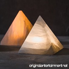 KUNGKEN Natural Selenite Crystal LED Night Light Wireless Pyramid Shaped Hand Carved Mineral Lamp Battery-Operated Creative Table Lamp Romantic Bedside Light Natural Yellow - B079VN8GJN