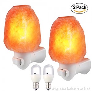 Natural Himalayan Salt Lamp Hinmay 2 Pack Mini Hand Carved Crystal Night Lights Wall Light for Air Purifying Bedroom Lighting- Included 4 Light Bulbs - B074CY7GG4
